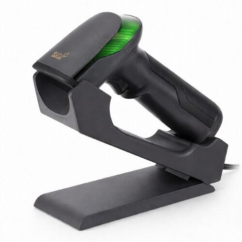 MYBE – Lecteur code-barres Bluetooth SGBS960 1D/2D sans fil avec base de charge, pour caisse enregistreuse / TPV et inventaire - gris plastique SGBS_0