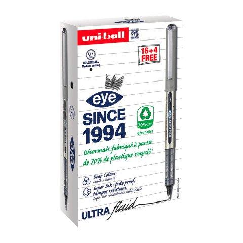 PACK DE 16 STYLOS ROLLER UNI BALL EYE NOIR + 4 OFFERTS