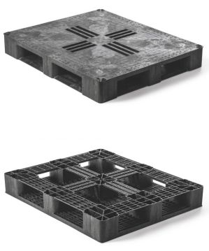 Palette plastique lourde 1200x1000x158 mm - plateau plein - 6 semelles - charge jusqu'à 7500 kg_0