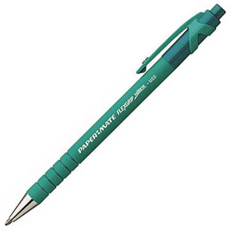 PAPER MATE STYLO BILLE  FLEXGRIP ULTRA - RÉTRACTABLE - BILLE DE 1 MM - ECRITURE FINE - COULEUR VERT (LOT DE 6, PRIX UNITAIRE)