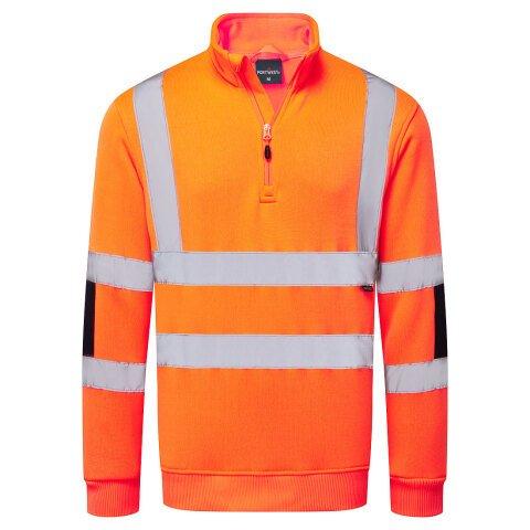 PORTWEST B314 SWEAT TRICOTÉ HAUTE VISIBILITÉ COL ZIP ORANGE - TAILLE L