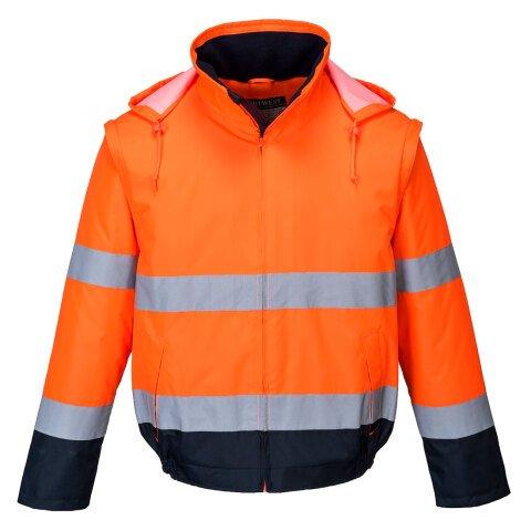PORTWEST C464 BLOUSON HV 2-EN-1 HV DOUBLÉ POLAIRE ORANGE/MARINE - TAILLE M