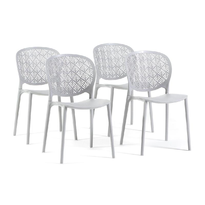 RATTATAN Lot de 4 chaises d'extérieur empilables en polypropylène avec fibre de verre dossier ajouré pour jardin terrasse bar restaurant Lulù - gr_0