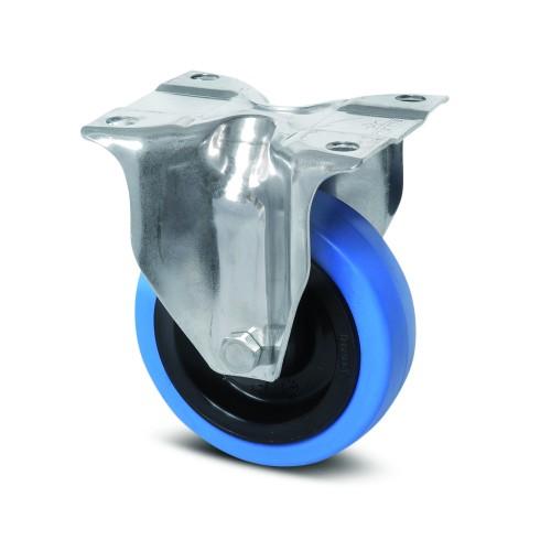 ROULETTE FIXE - CAOUTCHOUC ÉLASTIQUE BLEU - ALIMENTAIRE - Ø 125MM - ALPHA TENTE