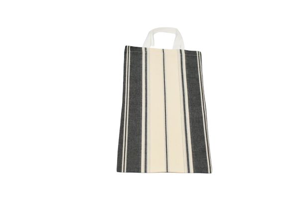 Sac à pain rayé noir et blanc - tissu - 30 cm x 55 cm_0
