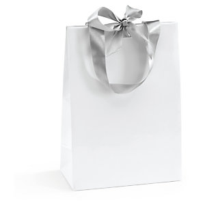 SAC PELLICULÉ BRILLANT BLANC À POIGNÉES SATIN 19 X 27 X 10 CM