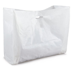 SAC PLASTIQUE BLANC GRAND VOLUME À POIGNÉES DÉCOUPÉES 70 X 65 X 30 CM