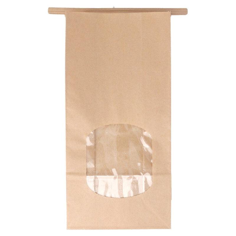 Sachet kraft à fenêtre et barrette de fermeture intégrée 12+6,5x24,6cm - par 50_0