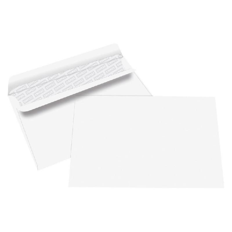 STAPLES BOÎTE DE 500 ENVELOPPES SANS FENÊTRE - AUTOCOLLANTES - PAPIER VÉLIN - 162 X 229 MM (80 G/M²) - COULEUR BLANC (BOITE DE 500)