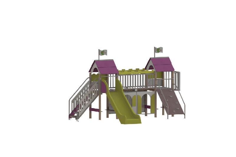 STRUCTURE CITADELLE REMPART - BOIS - PLATINES - POLYESTER - GRIS/PRUNE-WIKI CAT - MANUTAN COLLECTIVITÉS