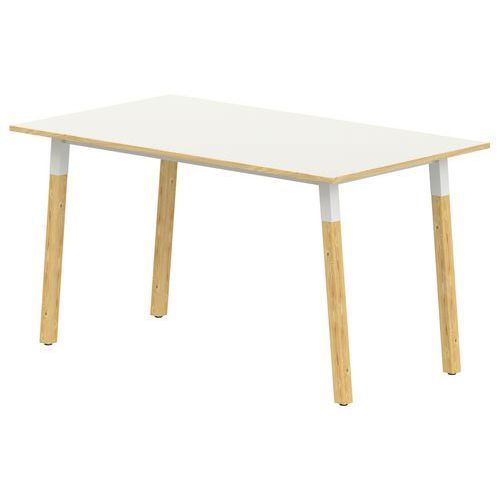 TABLE 4 PIEDS INCL. MÉTAL/BOIS 200X80 T5 STRAT ABS BLANC/ALU