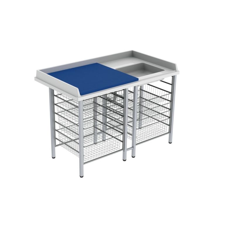 Table à langer pour handicapé - Granberg - sur pieds à hauteur fixe avec lavabo à droite et matelas, largeur 140 cm - 327-141_0
