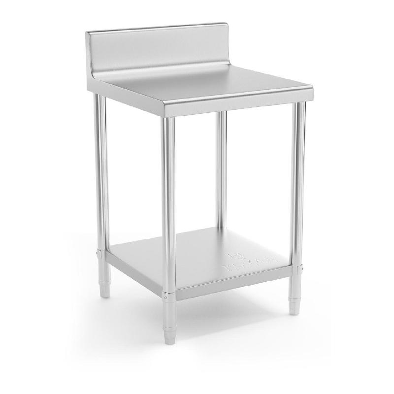 TABLE DE TRAVAIL CUISINE PROFESSIONNELLE ACIER INOX 60 X 60 CM AVEC REBORD CAPACITÉ DE CHARGE DE 150 KG 14_0003661_0