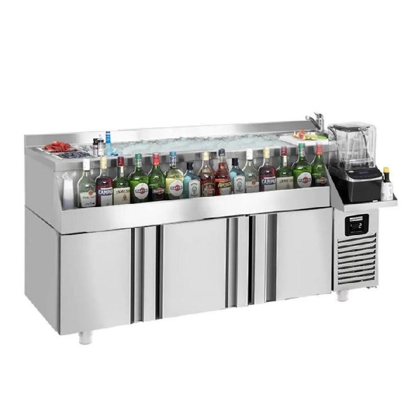 Table réfrigérante bar/boissons 1 porte 4 tiroirs - 1,6 x 0,6 m - 235 litres_0