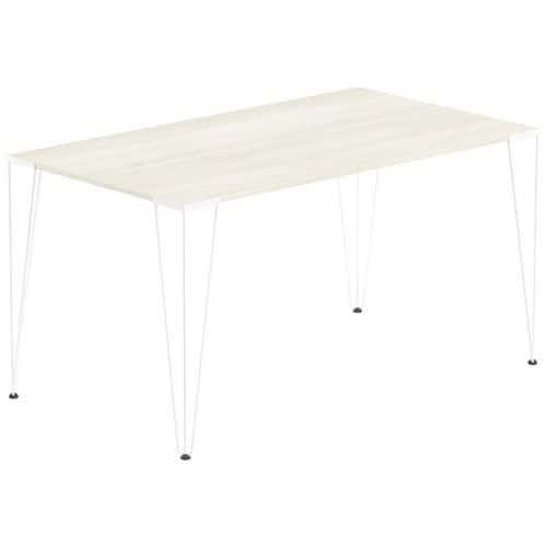 TABLE RÉUNION LORI 140 X 80 CM PLATEAU ACACIA PIED BLANC - MBA