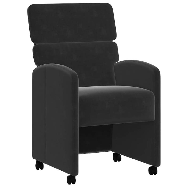 VidaXL Chaises de Salle à Manger avec Roues 2 pcs Noir 58 x 65 x 98 cm Modèle Raffiné Élite - 42017880_0