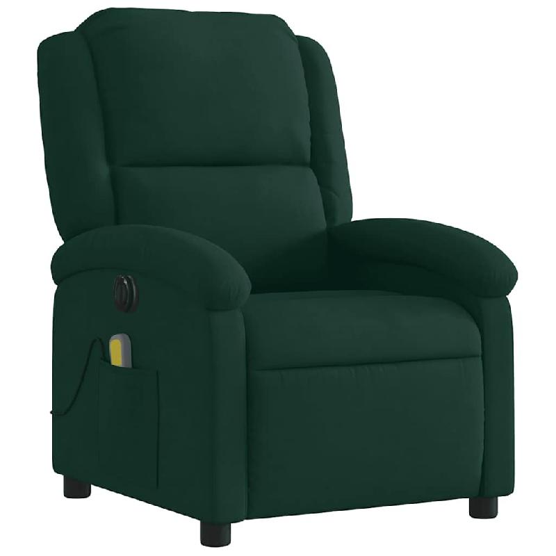 VidaXL Fauteuil inclinable de massage électrique vert foncé velours Modèle Corviane - 3204291_0