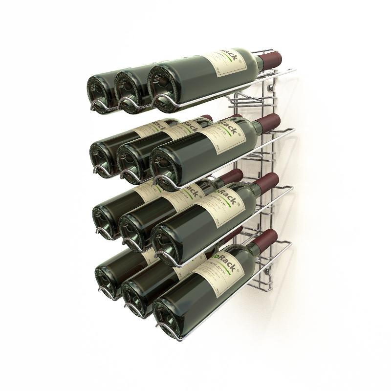 Visioplus VRS4N3FC - Rayonnage en acier chromé pour 12 bouteilles avec 4 niveaux et 3 paniers_0
