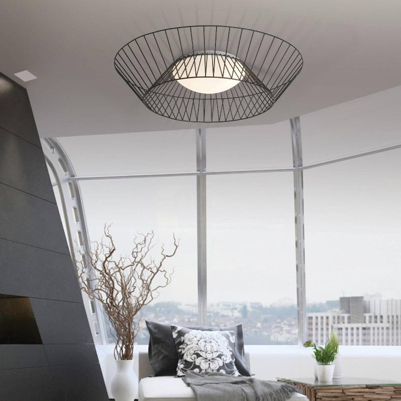 ZAMBELIS PLAFONNIER 1546 AVEC ABAT-JOUR CAGE, NOIR MAT