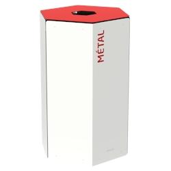 Borne De Tri Interieure 50L Hexatri Metal Blanc/Rouge Sans Serrure - 59027 - Rossignol - 59027_0