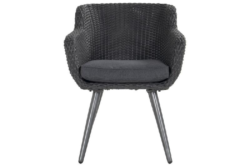 Chaise-fauteuil Amadora en résine tressée - pieds en aluminium - couleur anthracite_0