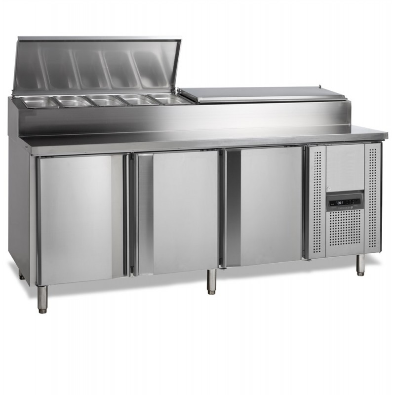 Comptoir de préparation de sandwich - Réf SS8300 - Acier inoxydable SS304 - Cuve GN1/3 - Refroidissement ventilé_0