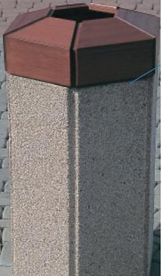 Corbeille publique Hexa - béton et bois exotique - 60L - verrouillage clé triangle - 3 finitions_0