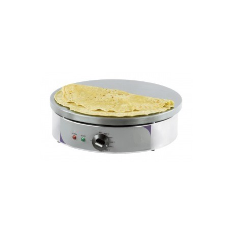 Crêpière électrique ronde 400 mm CCR40E - chassis inox et plaque en fonte usinée - température réglable 60°C à 300°C_0