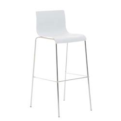 Décoshop26 - Tabouret de bar avec repose-pieds dossier incurvé en plastique blanc et 4 pieds en métal chromé 10_0004938 - blanc 3000252368313_0