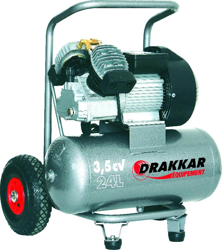 DRAKKAR EQUIPEMENT - Compresseur 24L 3,5CV - 370 l/min - Pression max 8 bar_0