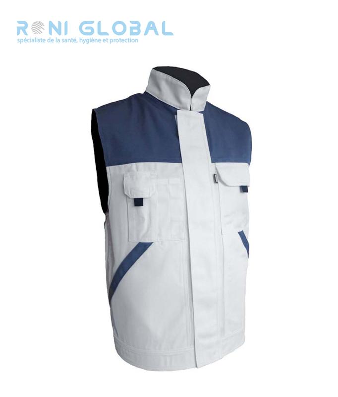 Gilet peintre en coton/polyester - TYPHON PBV - Fermeture centrale cachée - Multiples poches_0