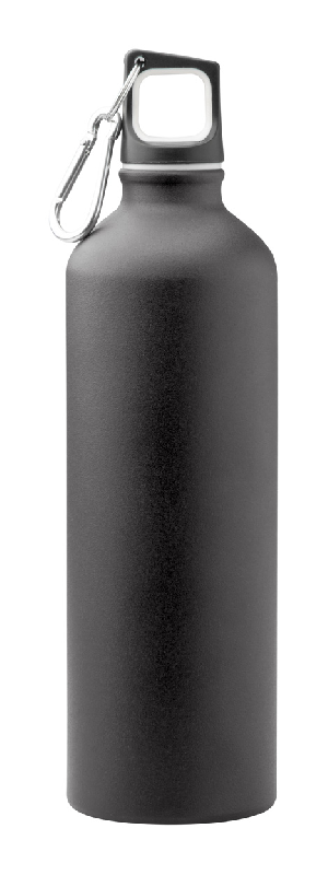 Gourde en aluminium 750 ml - finition mat avec attache mousqueton - couleur noire_0