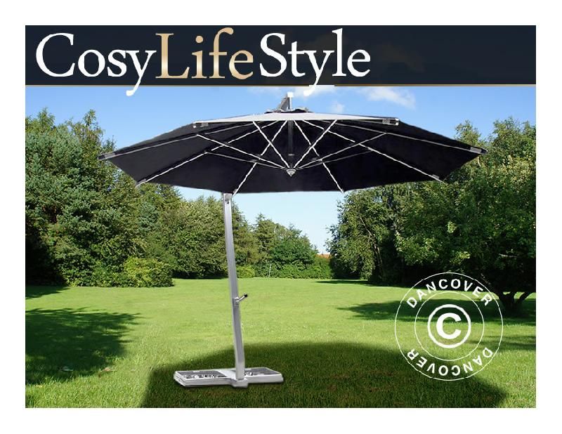 Parasol Déporté Alu à Manivelle 300 X 300cm Toile Gris Dcb