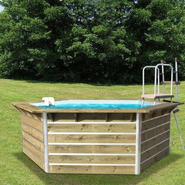 Piscine bois hexagonale Cebu - 3,50 x 2,95 x H.1,11 m_0