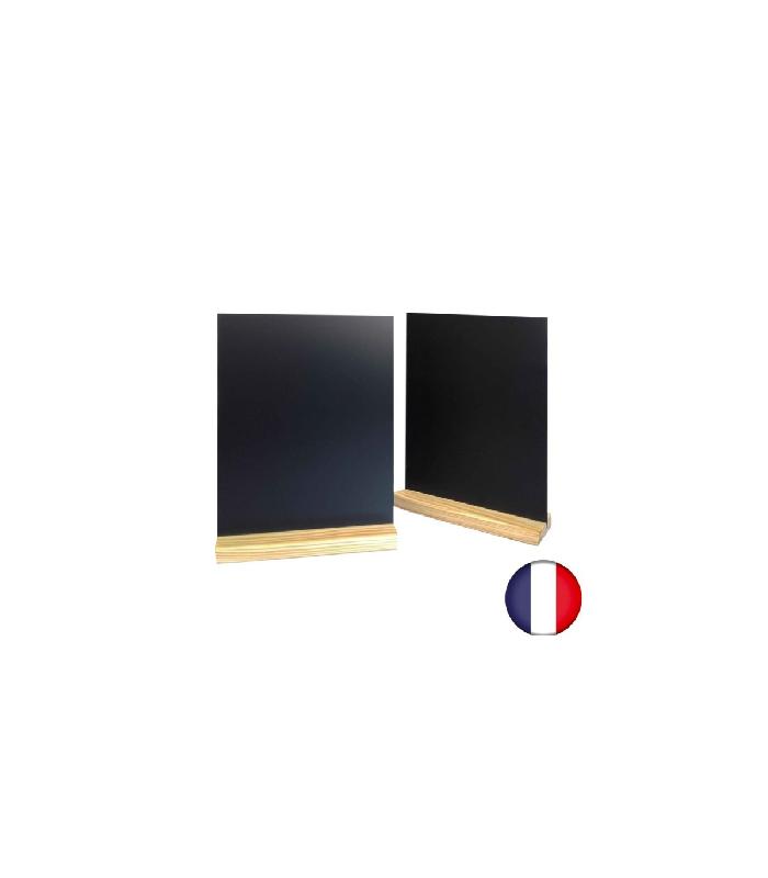 Porte menu de table en bois - Dimensions 21 x 6,5 x 2,4 cm avec ardoise A4 - Lot de 2 - Référence : PFN57PINA4_0