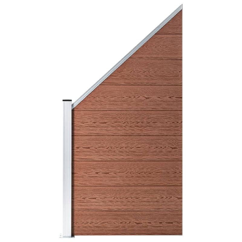 Vidaxl panneau de clôture wpc 95x(105-180) cm marron 49070_0