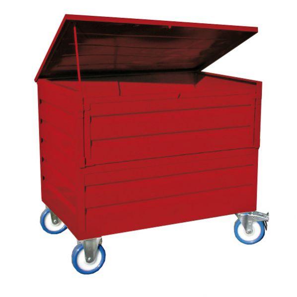 Caisse-palette métallique Rolléco - tôle sur roues avec demi-porte rabattable_0