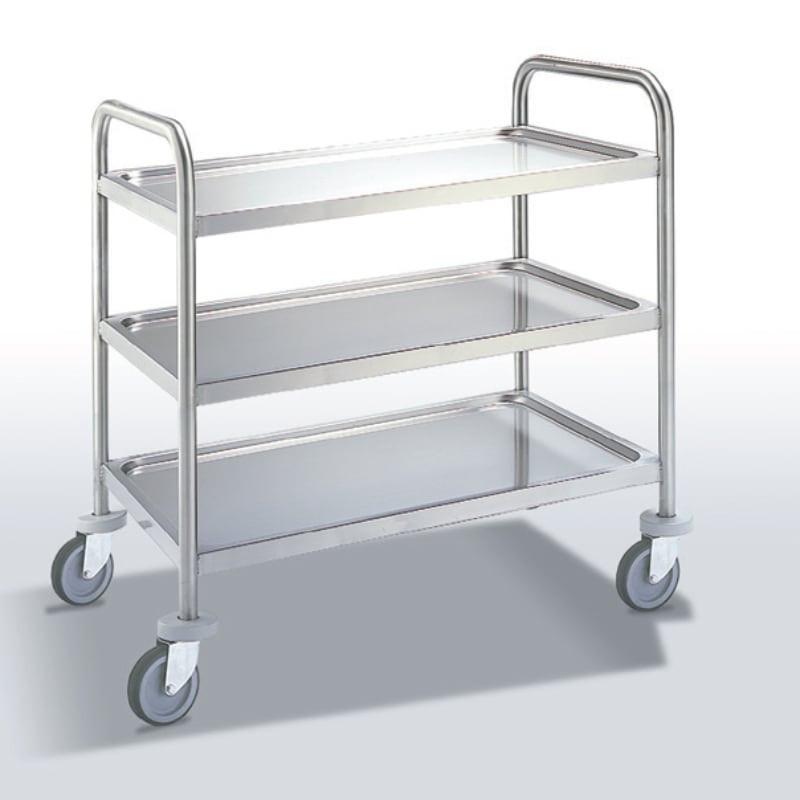Chariot de service en inox - 3 étagères L980 - robuste et insonorisé_0