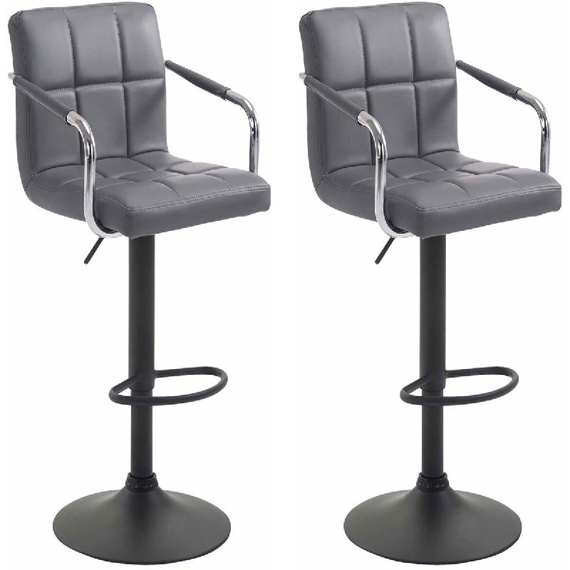 CLP Lot de 2 Tabourets de Bar Lucy  V2 en Similicuir Gris/Noir - gris polyester 315818_0