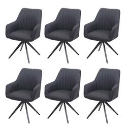 Décoshop26 - 6 x chaises de salle à manger fauteuil de bureau en tissu gris foncé en acier design rétro 04_0000884 - gris 3000074932693_0