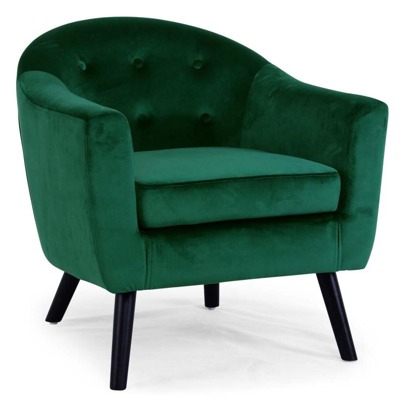 Fauteuil scandinave velours vert Lopy 79cm - Dossier capitonné et assise rembourrée - Paris Prix_0