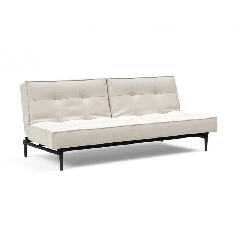 INNOVATION LIVING  CANAPE SPLITBACK STYLETTO CONVERTIBLE LIT 115*210 CM PIEDS CHÊNE NOIR TISSU BOUCLÉ OFF WHITE_0