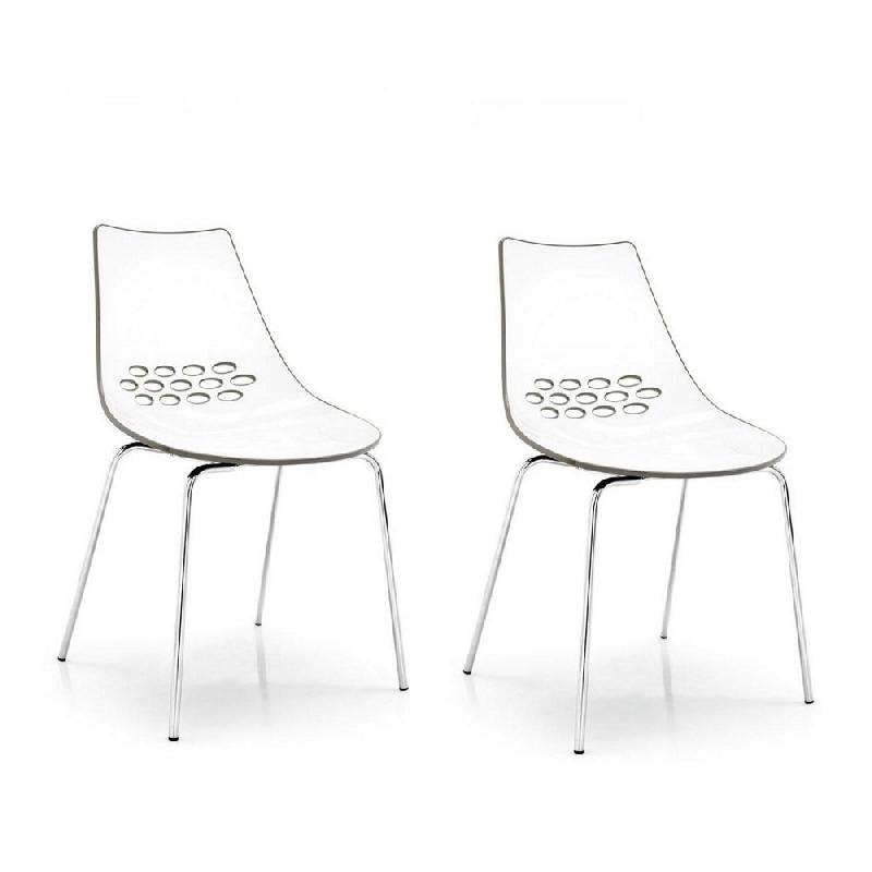 LOT DE 2 CHAISES DESIGN JAM PIÉTEMENT MÉTAL CHROMÉ ASSISE BLANCHE ET ORANGE_0