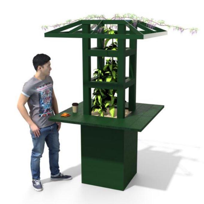 Mange-debout jardinière NICO en plastique recyclé - Modèle simple ou avec treille - DMC Direct_0