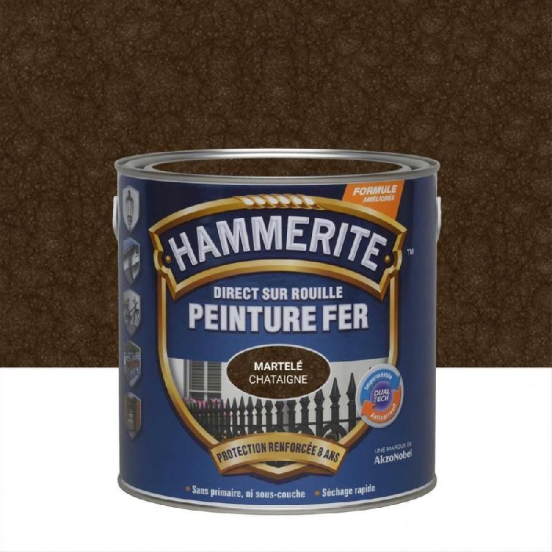 Peinture fer extérieur direct sur rouille HAMMERITE châtaigne martelé 2.5 l_0