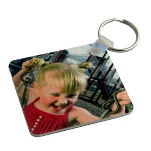 Porte-clés photo carré en plastique personnalisable - Recto et verso, léger et pratique_0