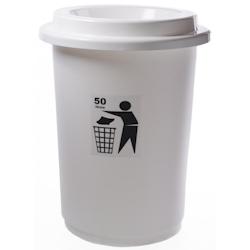 Poubelle DONUTS avec couvercle 50L BLANC - tampel - 5907749976502_0