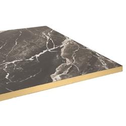 Restootab Plateau 120x70 decor marbre royal chants laiton - noir Bois manufacturé PL-12070M-MB.ROY-LAI_0