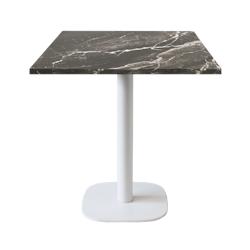 Restootab - Table 70x70cm - modèle Round pied blanc marbre royal - noir fonte 3760371511068_0