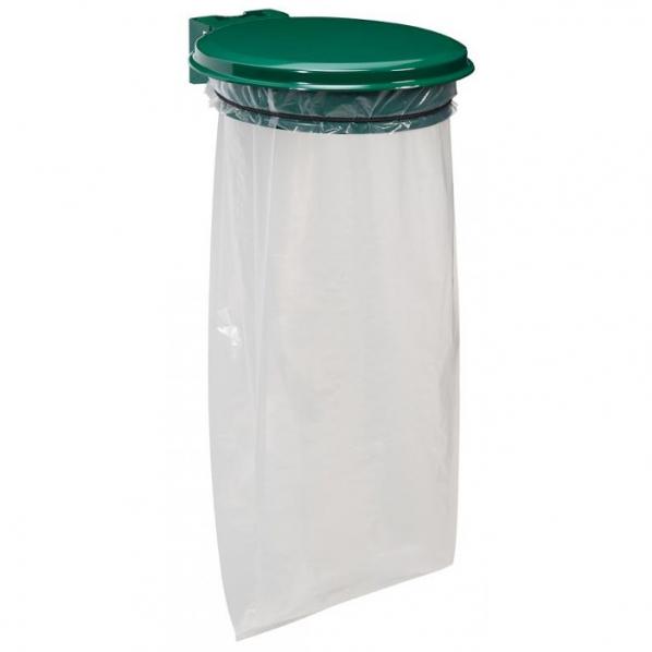 Support pour sac poubelle 110L - Collecmur ESSENTIEL avec couvercle - Fixation murale ou sur poteau_0